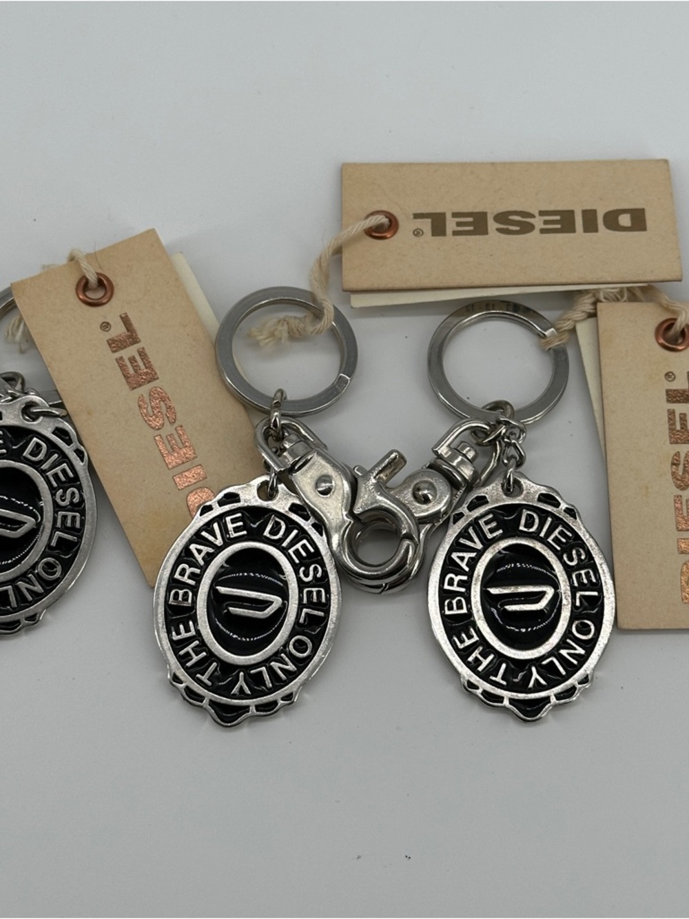 Diesel Black & Silver 'Only The Brave' Double Keychain Set